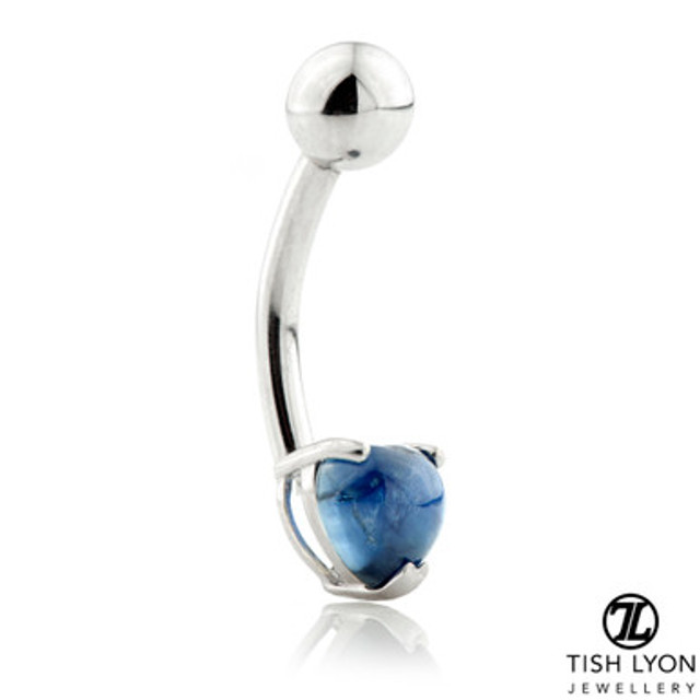 TL - 14ct Gold Sapphire Prong Set Heart Navel