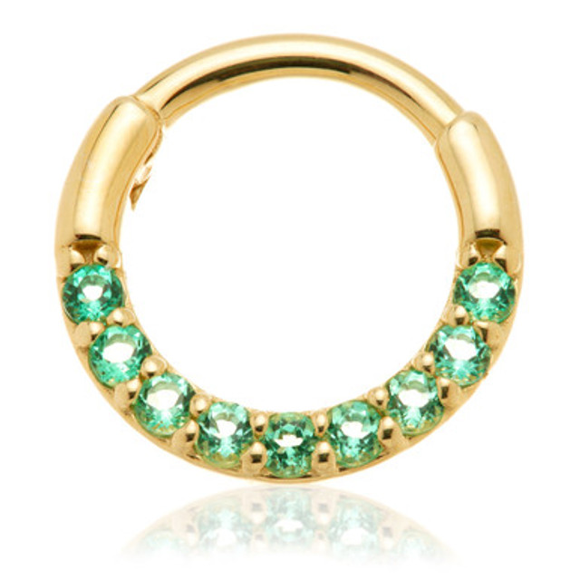 TL - 14ct Gold Pavé Emerald Daith Septum Ring TL - 14ct Gold Pavé Emerald Daith Septum Ring