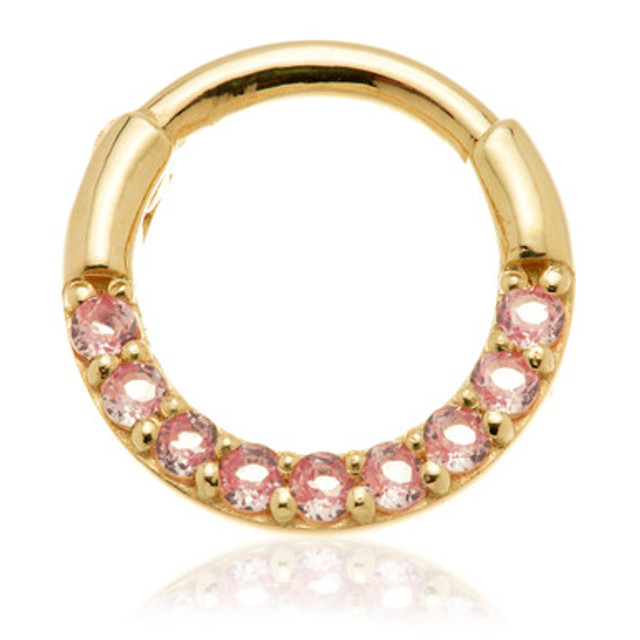 TL - 14ct Gold Pavé Pink Sapphire Daith Septum Ring