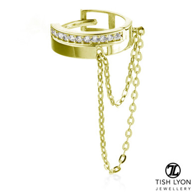 TL - Gold Gems and Chain Hinge Ring - 1.2mm