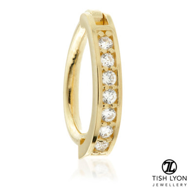 TL - Gold Channeled Jewel Oval Rook Ring