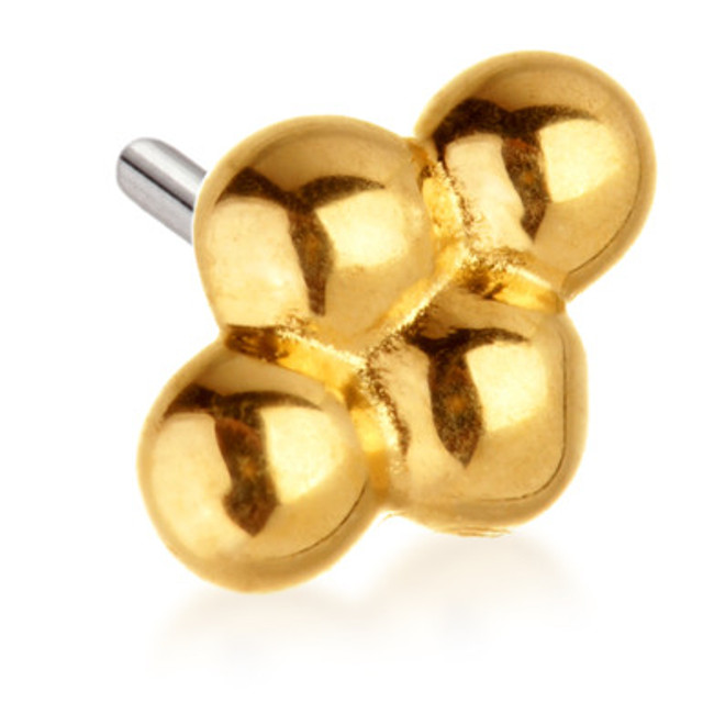 TL - 14ct Threadless Gold Quad Cluster Pin Attachment TL - 14ct Threadless Gold Quad Cluster Pin Attachment