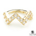 Solid Gold Zig-Zag  Gemstone Pave Hinge Ring
