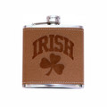 Shamrock Leather Flask (back) | Irish Rose Gifts
