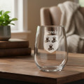 Irish Coat of Arms Stemless Wine Glasses - Set of 4 (Sand Etched) | Irish Rose Gifts