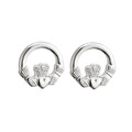 Small Claddagh Earrings Stud Style - Sterling Silver- by Solvar Jewelry Ireland