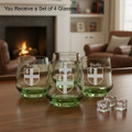 Irish Coat of Arms Green Tumbler Glass Set - Set of 4 (Sand Etched) The Irish Rose Gifts
