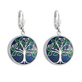 Solvar Rhodium Enamel Tree of Life Earrings