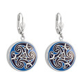 Solvar Rhodium Blue Enamel Celtic Knot Earrings