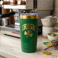Irish Shamrock Travel Tumbler-Green