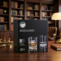 Irish Coat of Arms Round Rocks Whiskey Glass Set - Set of 4 (Sand Etched) 