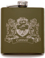 Army Green Irish Coat of Arms Flask | Irish Rose Gifts