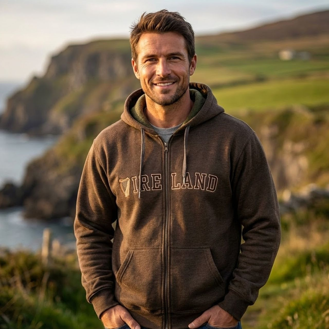 Golden Harp - Full Zip Hoodie | Ireland Hoodie Sweatshirt