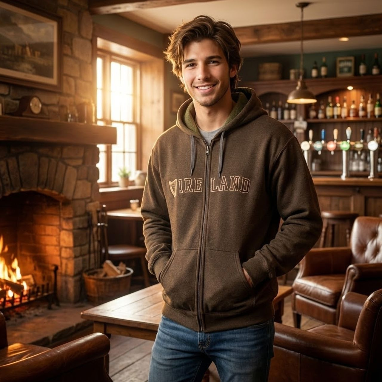Golden Harp - Full Zip Hoodie | Ireland Hoodie Sweatshirt