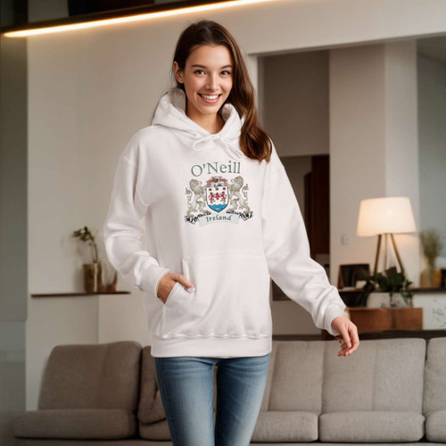 Irish Coat of Arms Hooded Sweatshirt in White The Irish Rose Gifts