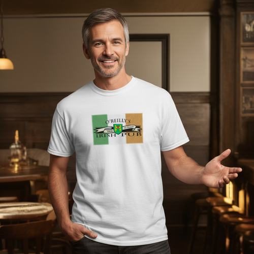 Irish Coat of Arms Flag Pub Tee Shirt in White The Irish Rose Gifts
