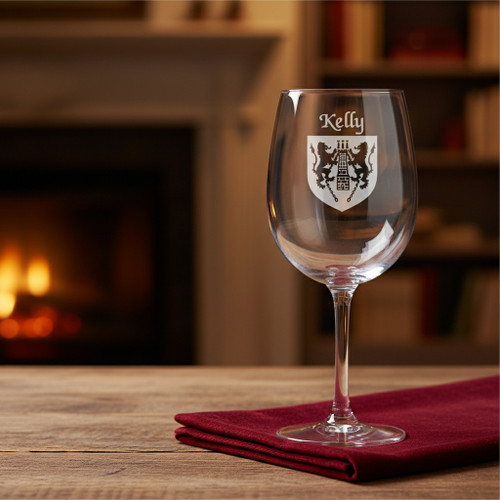 Irish Coat of Arms Wine Glass Set - Set of 4 (Sand Etched) | Irish Rose Gifts
