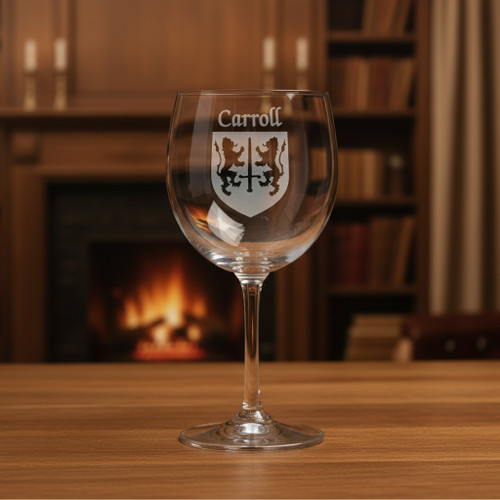 Irish Coat of Arms Red Wine Glass Set - Set of 4 (Sand Etched) | Irish Rose Gifts