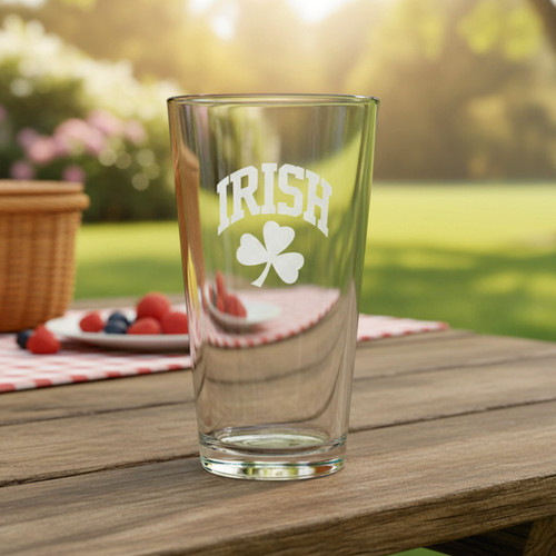 Irish Shamrock Pint Glass - Set of 4 (Sand Etched) | Irish Rose Gifts