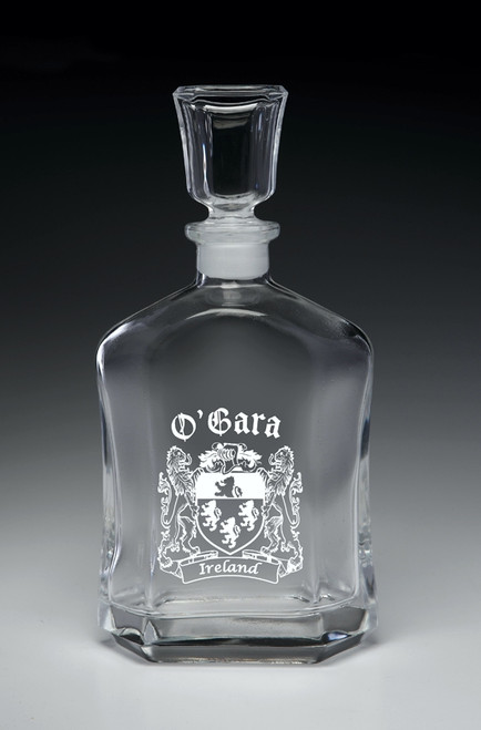 Whiskey Decanter with Coat of Arms - (Sand Etched) | Irish Rose Gifts