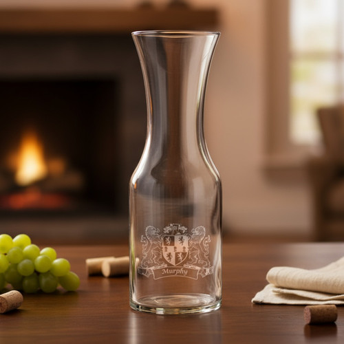 Wine Decanter with Coats of Arms - (Sand Etched) The Irish Rose Gifts
