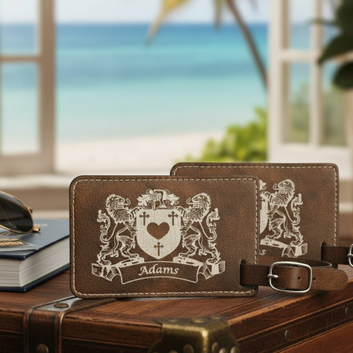  Coat of Arms Luggage Tag (set of 2) - Rustic Leather The Irish Rose Gifts