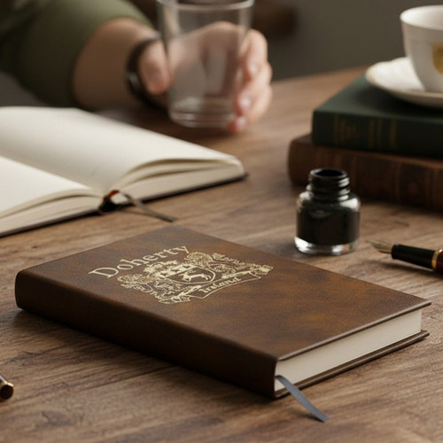 Irish Coat of Arms Leather Journal - Rustic Brown The Irish Rose Gifts