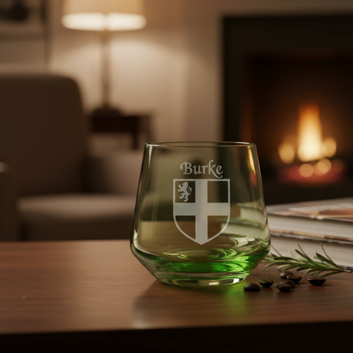 Irish Coat of Arms Green Tumbler Glass Set - Set of 4 (Sand Etched) The Irish Rose Gifts