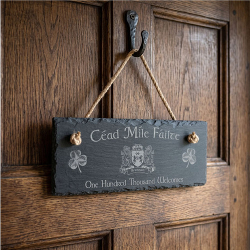 Irish Coat of Arms Slate Plaque Blessing Céad Míle Fáilte | Irish Rose Gifts