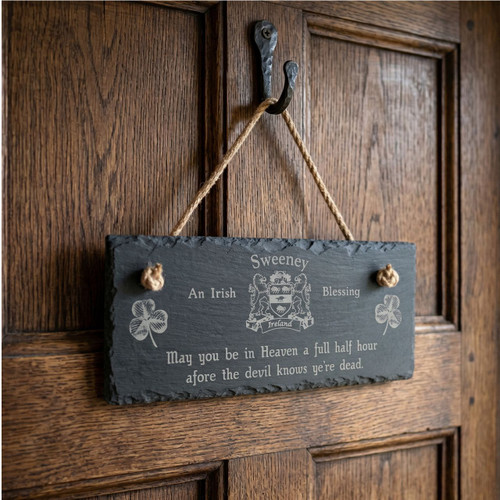 Irish Coat of Arms Slate Plaque Blessing - May You Be in Heaven a Full Half Hour - The Irish Rose Gifts