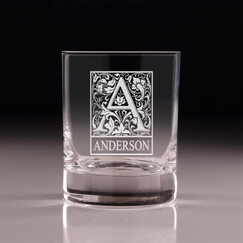 Personalized Initial Double Old Fashioned Tumbler - Set of 4