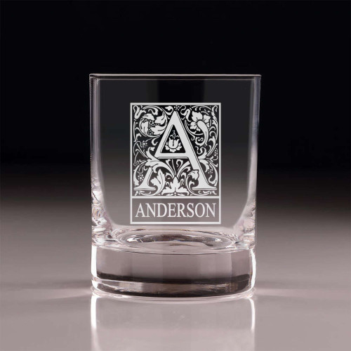 Personalized Initial Double Old Fashioned Tumbler - Set of 4 The Irish Rose Gifts
