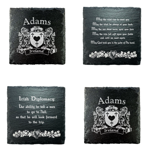 Irish Coat of Arms Slate Coaster Blessings - Set of 4
