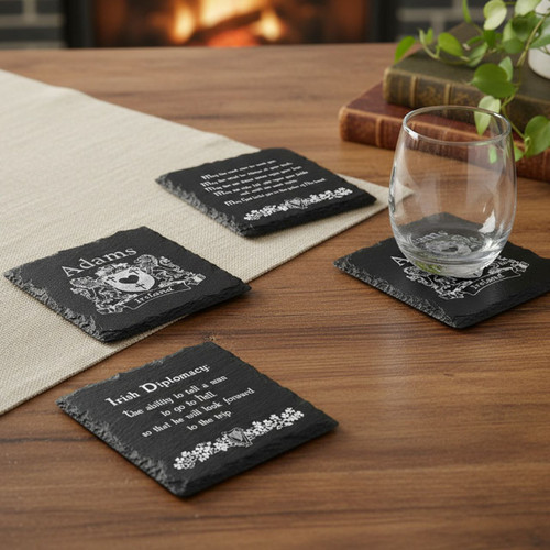 Irish Coat of Arms Slate Coaster Blessings - The Irish Rose Gifts