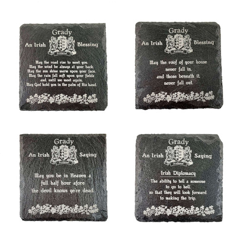 Irish Coat of Arms Slate Coaster Blessings & Sayings - Set of 4 The Irish Rose Gifts