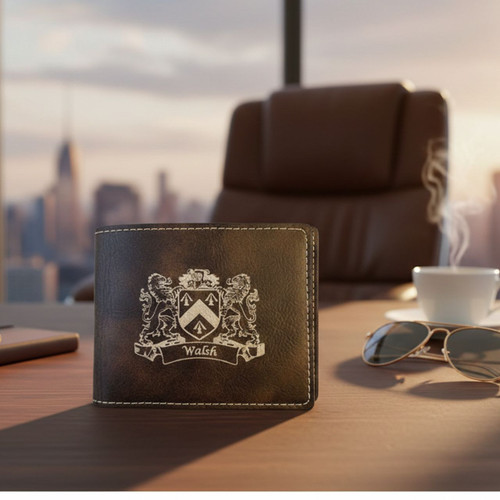 Irish Coat of Arms Rustic Leather Wallet - bifold The Irish Rose Gifts