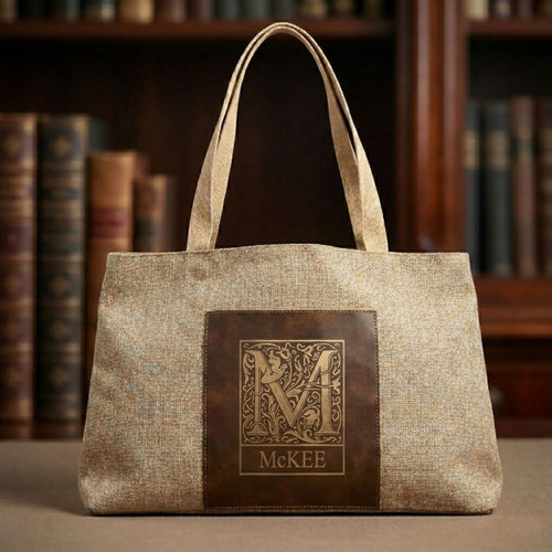 Personalized Initials & Name Leatherette Tote Bag