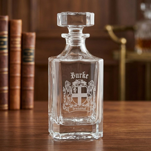Irish Coat of Arms Square Whiskey Decanter