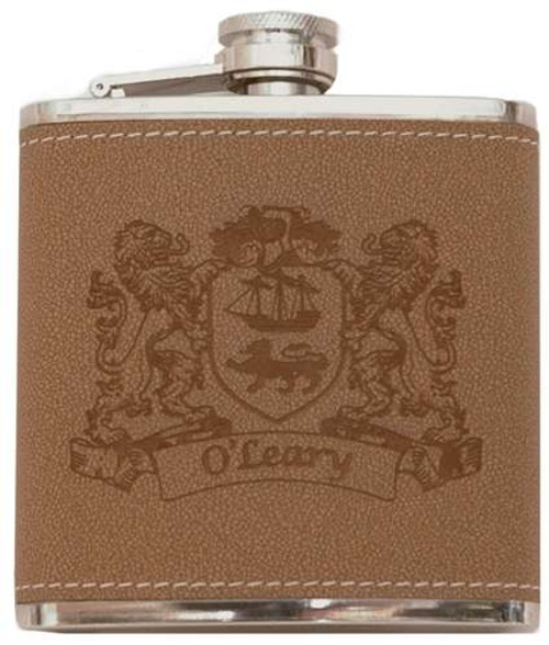 Irish Coat of Arms Leather Flask The Irish Rose Gifts