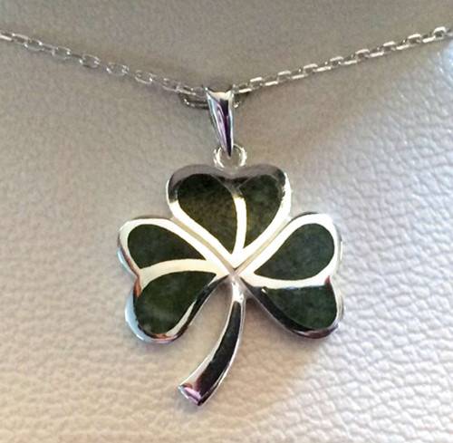 Shamrock Necklace with Connemara Marble Sterling Silver