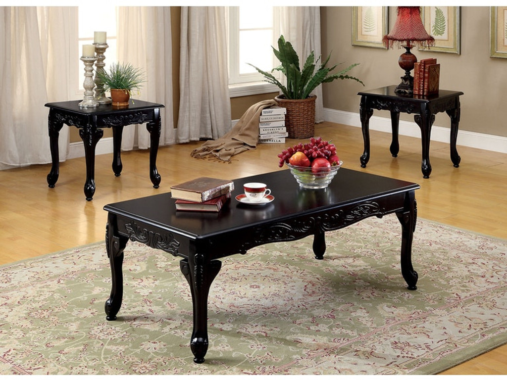 Black wood coffee table shop set