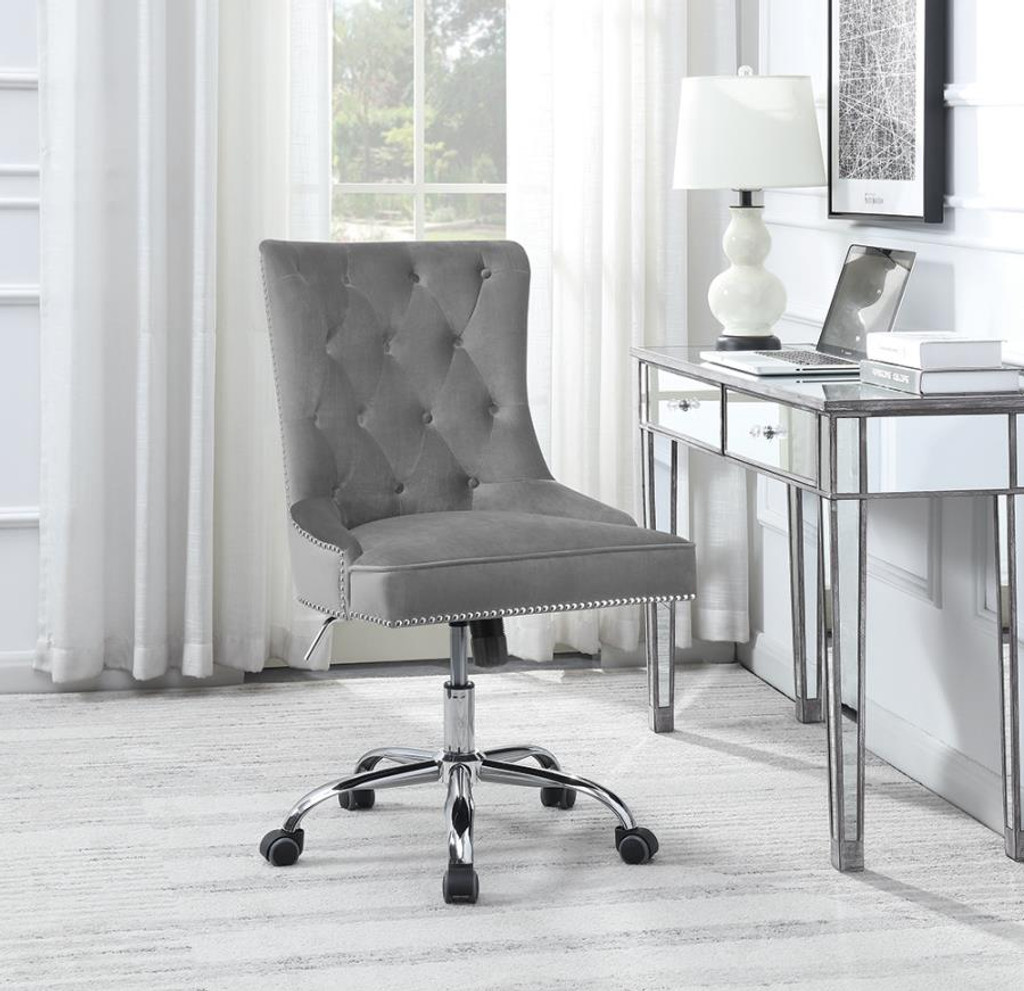 The Max Gray Velvet Office Chair Miami Direct Furniture   93  31476.1571258687 