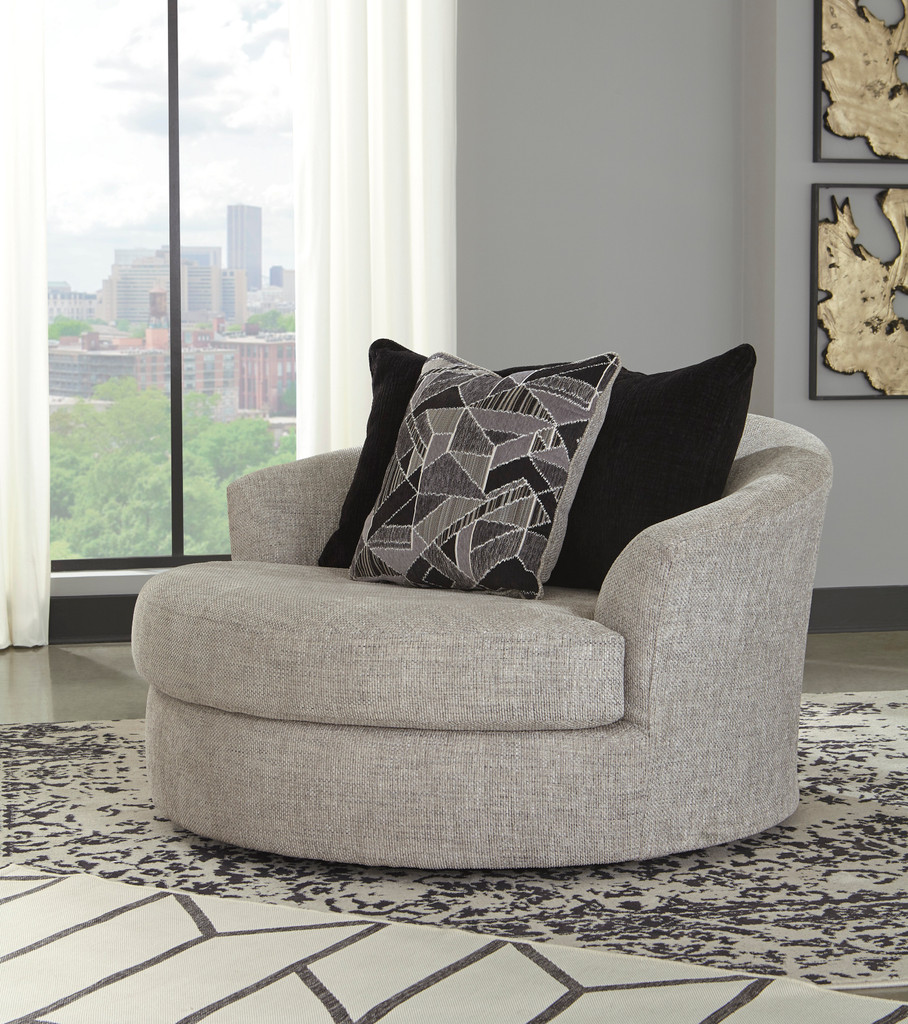 grey round swivel chair