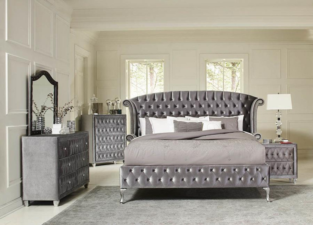 The Deanna Gray Velvet Bedroom Collection Miami Direct Furniture