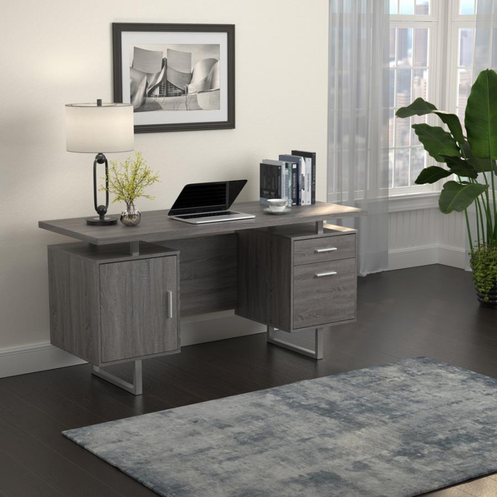 weathered grey computer desk