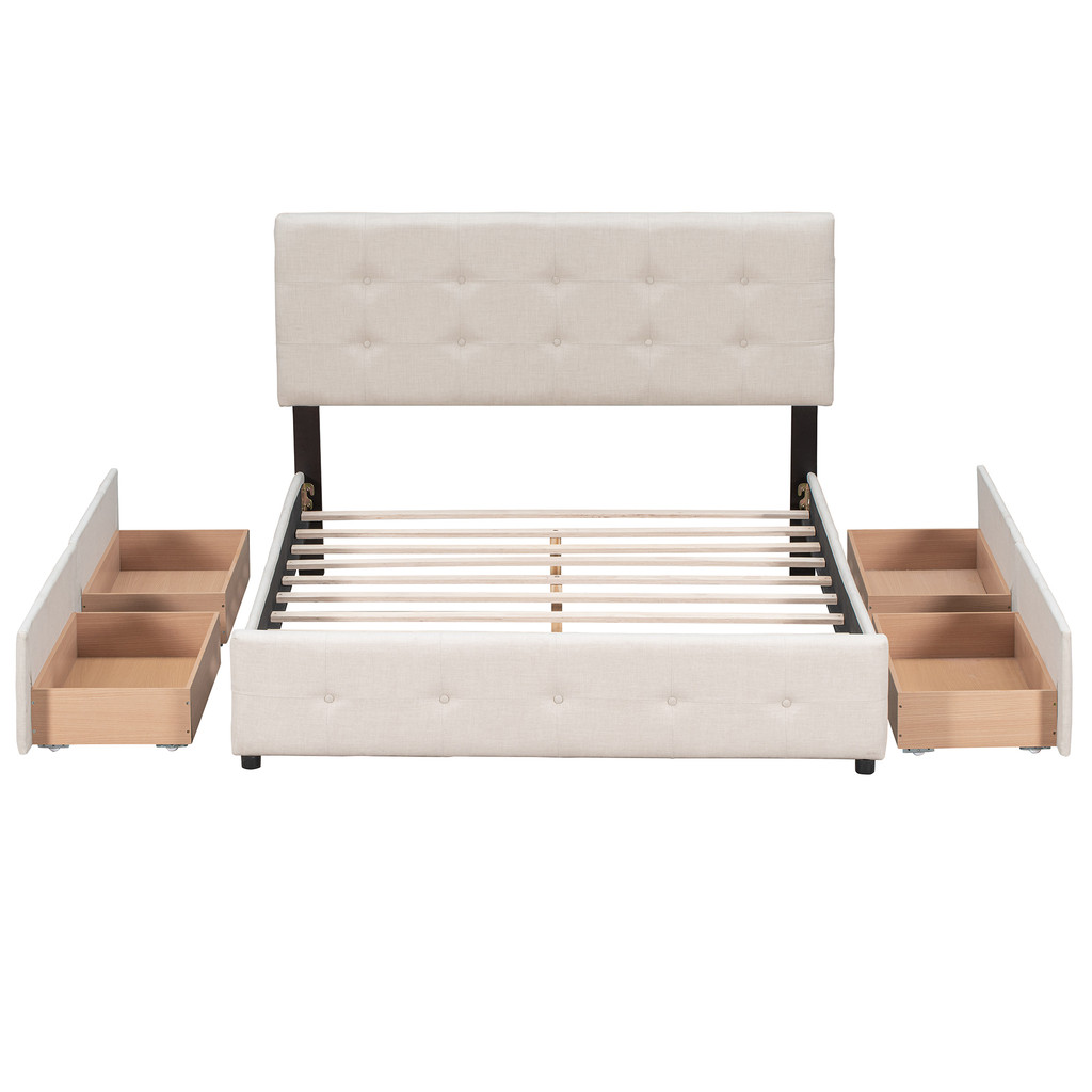 The Linden Queen Storage Platform Bed - Miami Direct Furniture