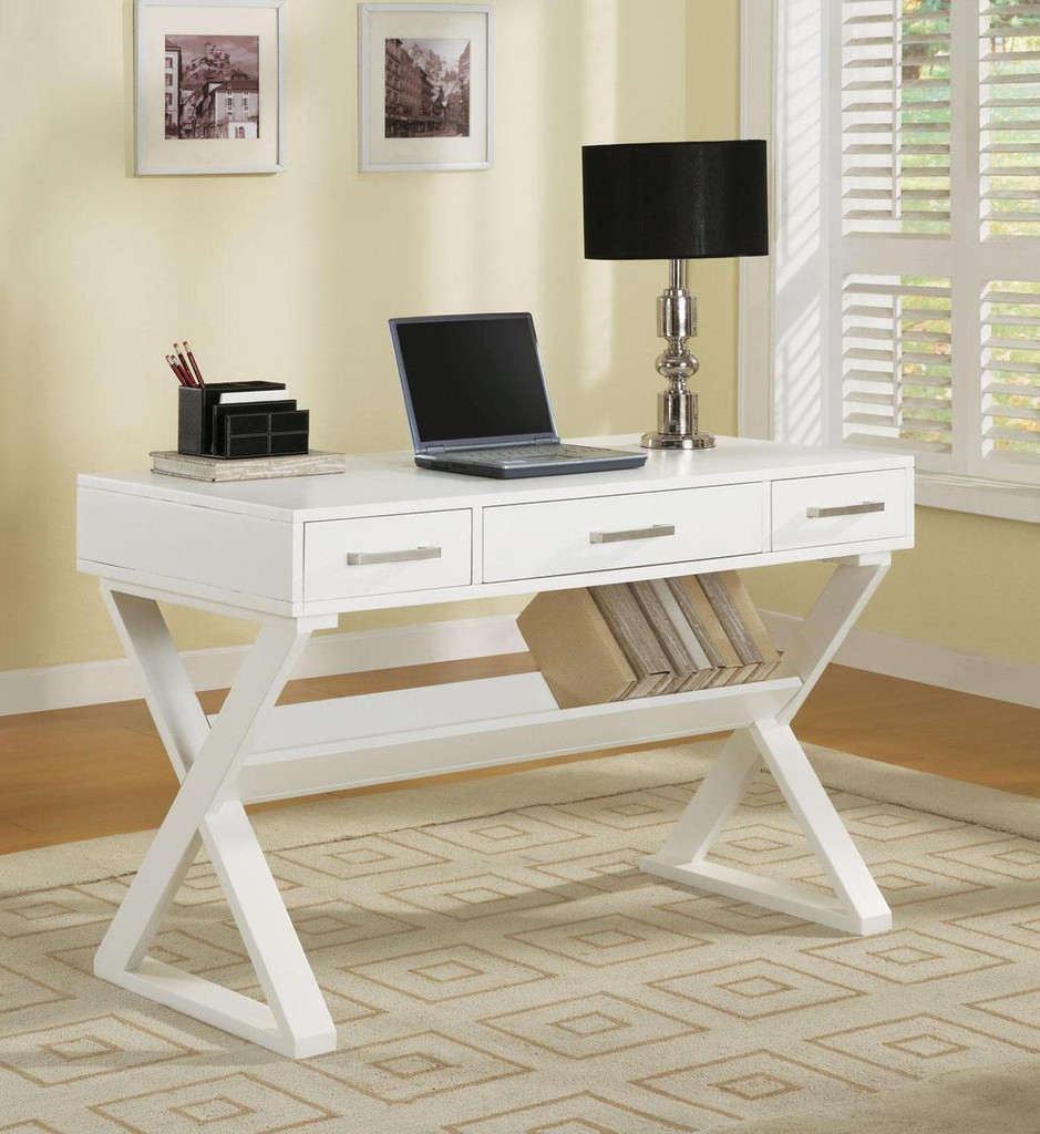 The Xavier Office Desk In White Finish Miami Direct Furniture