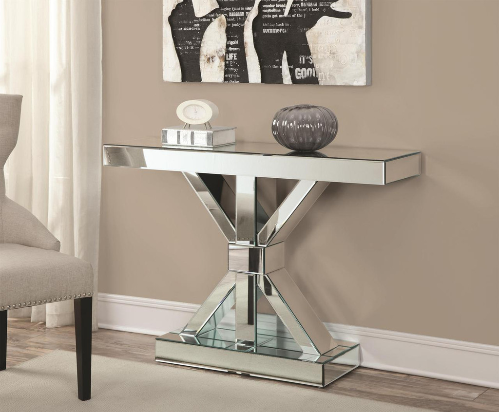 Accent Cabinets Thick Mirrored Console Table Miami Direct Furniture
