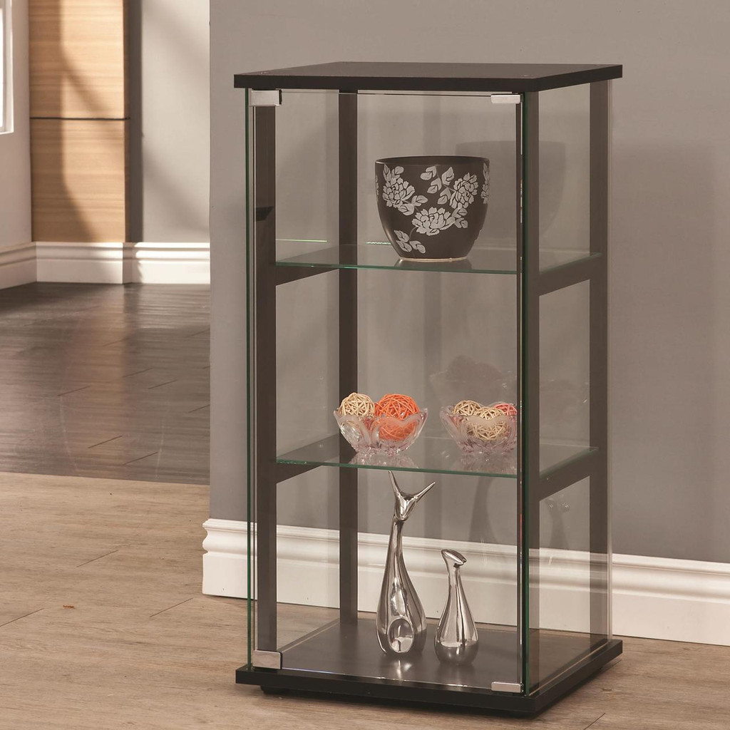 3 Shelf Contemporary Glass Curio Cabinet Miami Direct Furniture