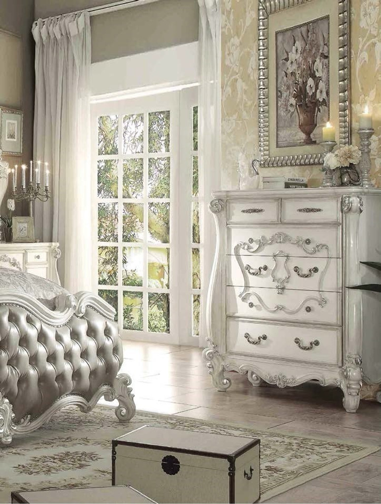The Versailles Ivory Velvet Bedroom Collection Chest  